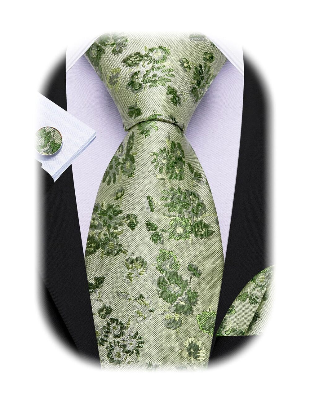 4996 Paisley Flower Tie Set Necktie Woven Pocket Square Cuff Links Wedding
